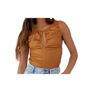 NWT Free People Ride Along Cowgirl Tank Top Orange Brown Size Large